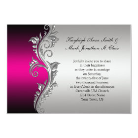 Vintage Pink Black and Silver Wedding Invitation 5