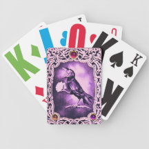 Vintage Pink Black Crow Playing Poker ,Amethyst Card Decks