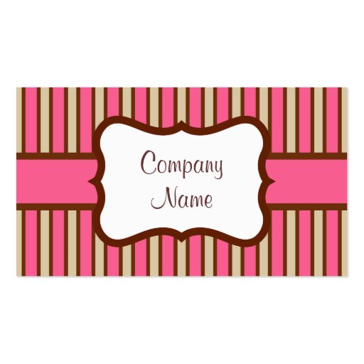 Vintage Pink Candy Stripes Business Card