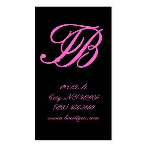 Vintage Pink Damask Chandelier Boutique Business Card Templates (back side)