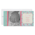 Vintage Pink Floral Birth Announcement photo cards by artladymanor Vintage Pink Floral Birth Announcement photo cards