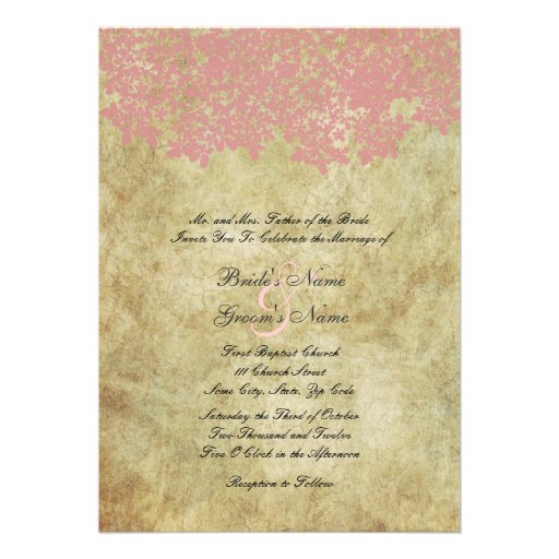 Vintage Pink Floral Wedding Invitations