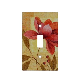 Vintage Pink Flower & Red Berries Green Leaves Switch Plate Covers