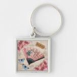 Vintage Pink French Fan Key Chain