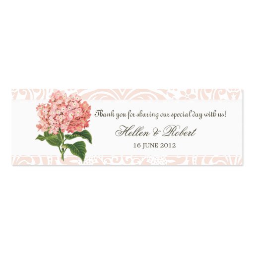 Vintage Pink Hydrangea Wedding Favor Tag Business Card