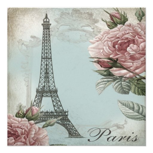 Vintage Pink Paris Baby Shower Custom Announcements
