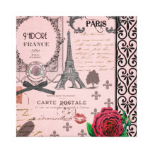 Vintage Pink Paris Collage canvas art print Gallery Wrapped Canvas