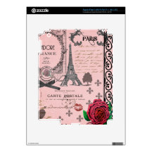 Vintage Pink Paris Collage iPad 3 Decals