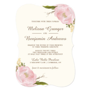 Vintage Pink Peonies Wedding Invitation