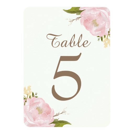 Vintage Pink Peonies Wedding Table Numbers Card Custom Invitations