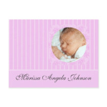 Vintage Pink Photo Birth Announcement postcards