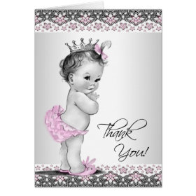 Vintage Pink Princess Baby Shower Thank You Cards Note Card