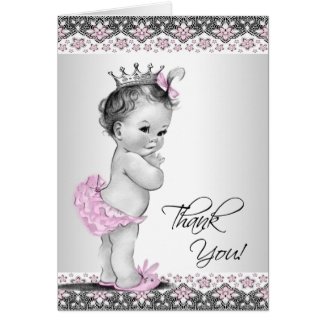 Vintage Pink Princess Baby Shower Thank You Cards