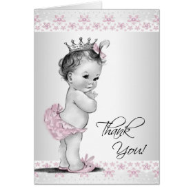 Vintage Pink Princess Baby Shower Thank You Cards Note Card