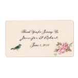 Vintage Pink Rose and Robin Water Bottle Label
