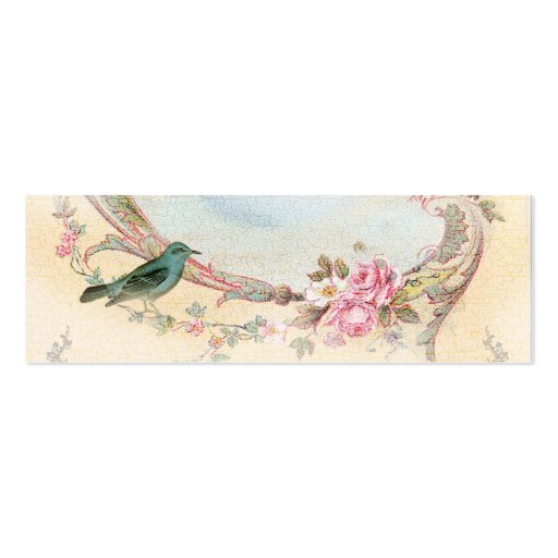 Vintage Pink Rose and Robin Wedding Drink Tickets Business Card (back side)