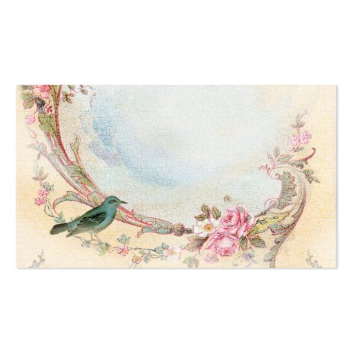 Vintage Pink Rose and Robin Wedding Place Cards Business Card Template (back side)