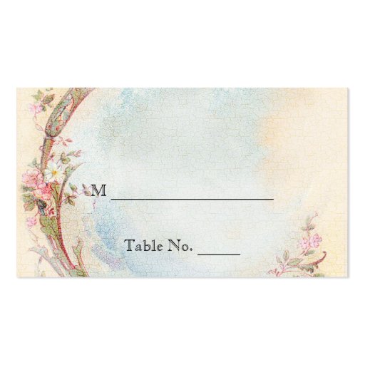 Vintage Pink Rose and Robin Wedding Place Cards Business Card Template (front side)
