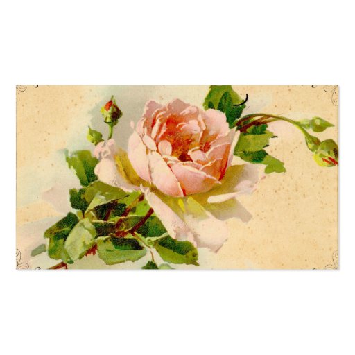 Vintage Pink Rose Business Profile Card Business Card (front side)