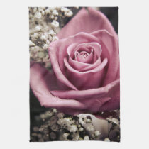 Vintage Pink Rose floral kitchen tea towel kitchen towels