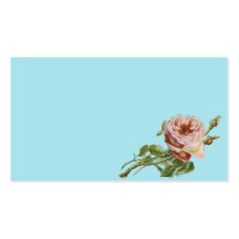Vintage Pink Rose on Pale Aqua Business Cards