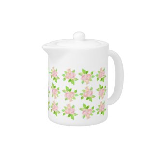 Vintage Pink Rose Pattern Tea Pot