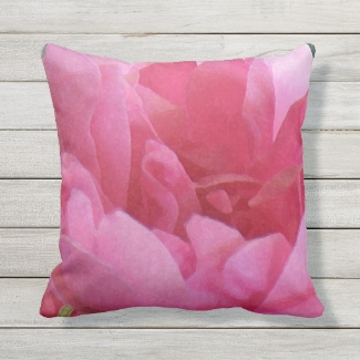 Vintage Pink Rose Petals Outdoor Pillow
