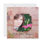 Vintage Pink Rose Photo Graduation Custom Announcements