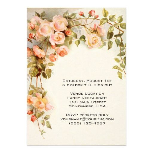 Vintage Pink Roses Antique Floral Retirement Party Custom Invites