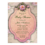 Vintage Pink Roses Baby Girl Shower Invitations
