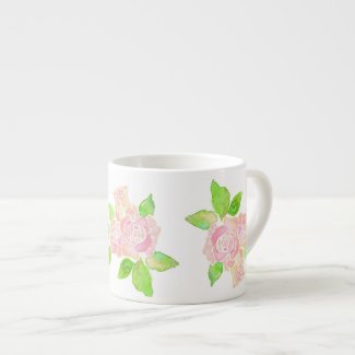 Vintage Pink Roses Espresso Coffee Mug 