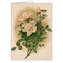 Vintage Pink Roses Note Card