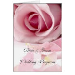 Vintage Pink Roses Wedding Program Card