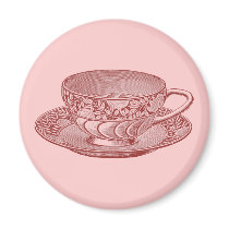 Vintage Pink Tea Cup Magnet