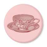 Vintage Pink Tea Cup Magnet