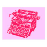 Vintage Pink Typewriter Post Card
