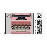 Vintage Pink Typewriter Postage Stamps