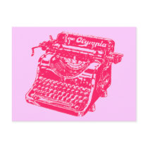 Vintage Pink Typewriter Post Card