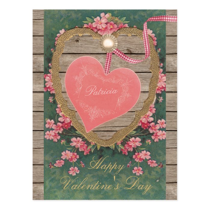 Vintage pink Valentine heart CC0832 Scrapbook Postcard