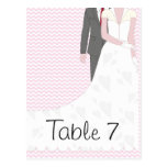Vintage Pink Wedding Table Number Postcard