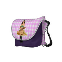Vintage Pinup Lady Messenger Bag