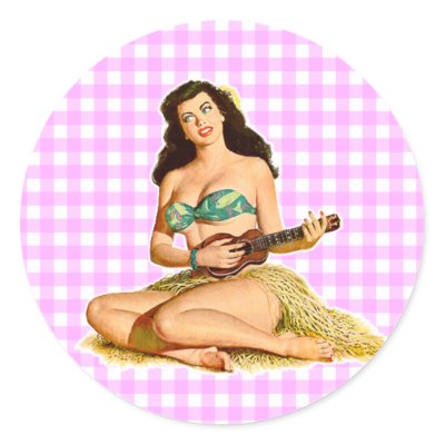 Vintage Pinup Lady Round Stickers