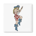 Vintage Pirate Girl with Dagger Tattoo Art magnets
