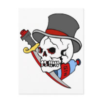 Vintage Pirate Skull with Dagger Tattoo Art postcards
