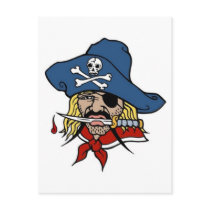 Vintage Pirate with Dagger In Mouth and Hat Tattoo postcards