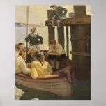 Vintage Pirates; At Queen's Ferry by NC Wyeth Poster
