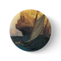 Vintage Pirates; Attack on a Galleon Pinback Buttons