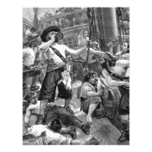 Vintage Pirates Drinking and Fighting on the Ship Invitation