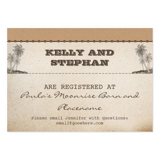 vintage plams wedding registry tickets business card template Zazzle