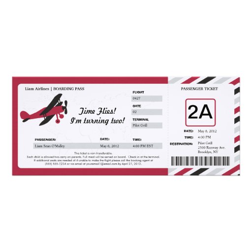 Vintage Plane Birthday Boarding Pass Ticket Custom Announcements